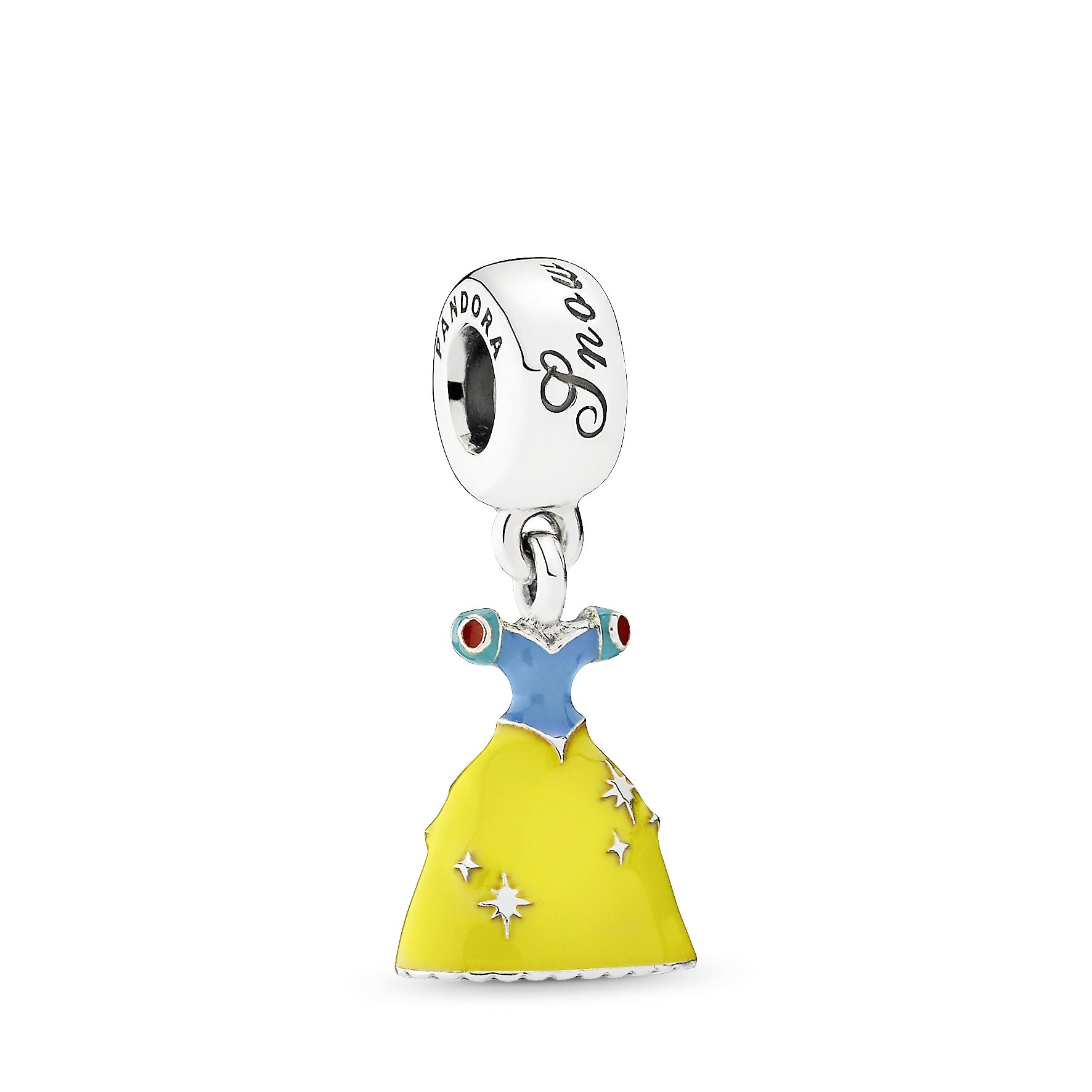 Disney Snow White dress silver dangle with yellow, red and blue enamel