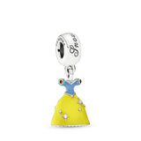 Disney Snow White dress silver dangle with yellow, red and blue enamel
