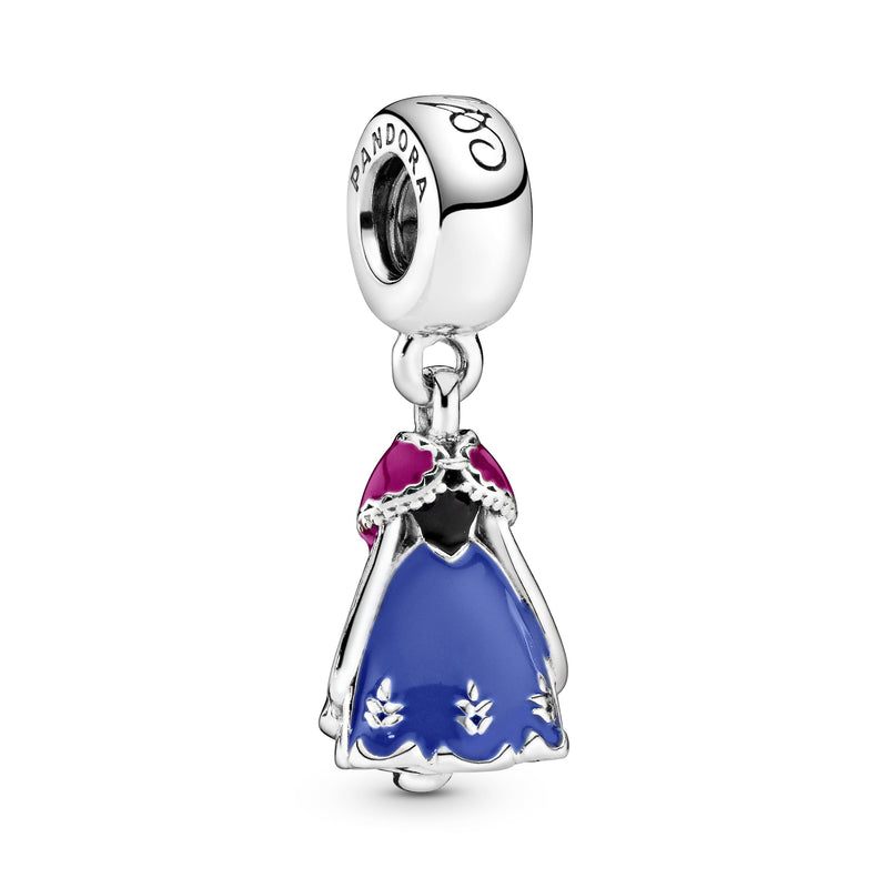 Disney Anna dress silver dangle with blue, pink and black enamel