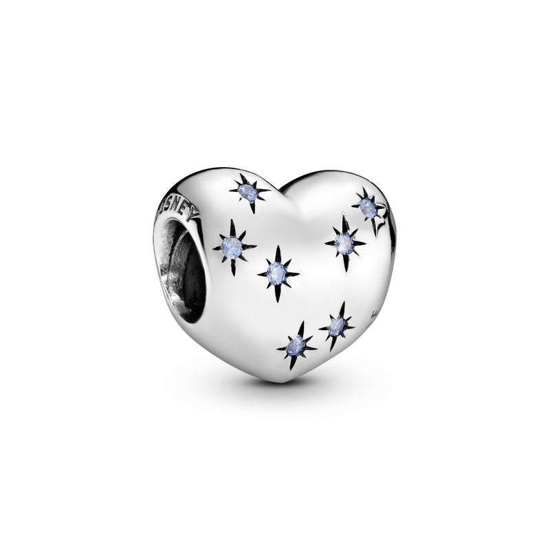 Disney Cinderella heart silver charm with fancy light blue cubic zirconia
