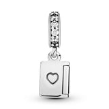 Birthday card silver dangle with clear cubic zirconia