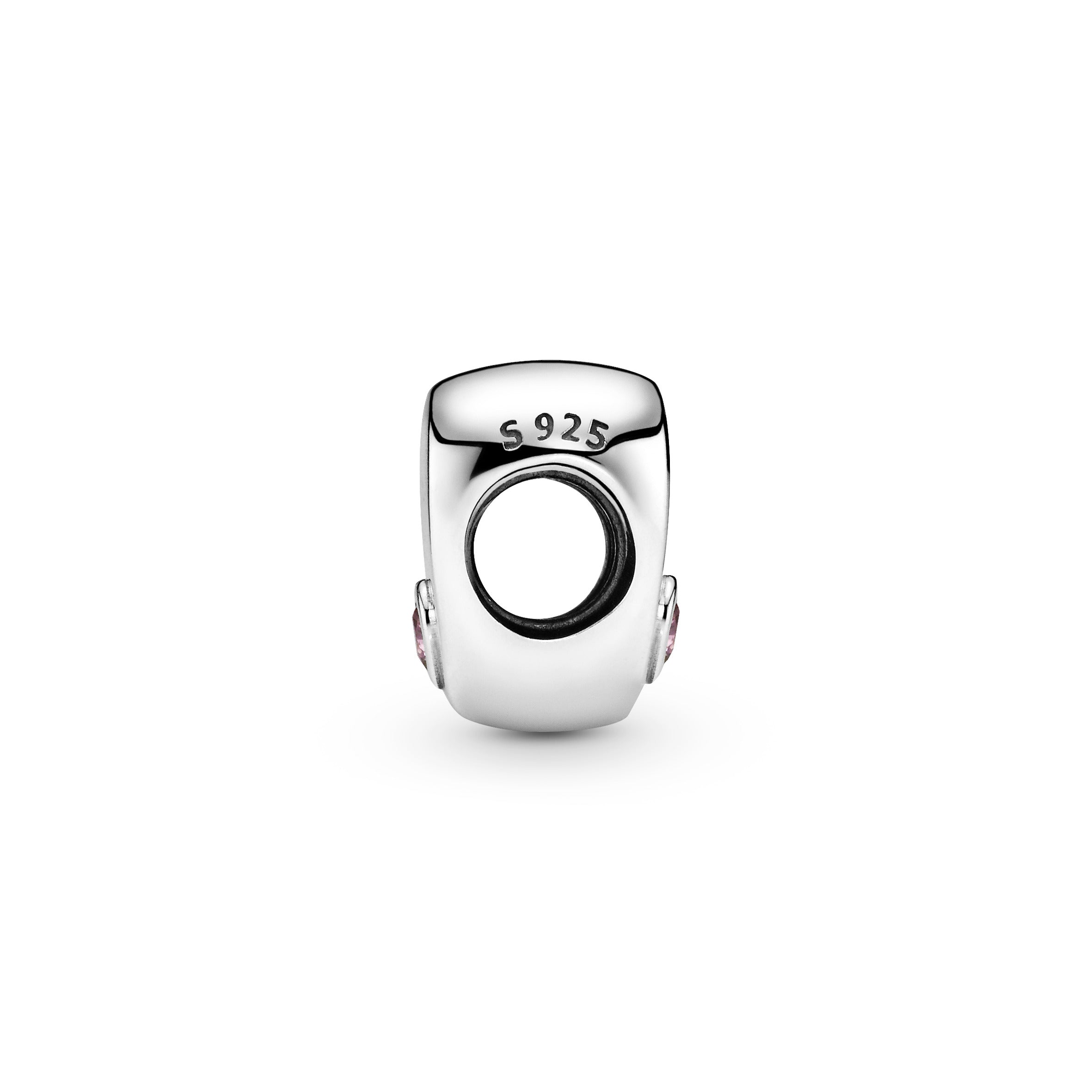 Daughter heart silver charm with pink cubic zirconia