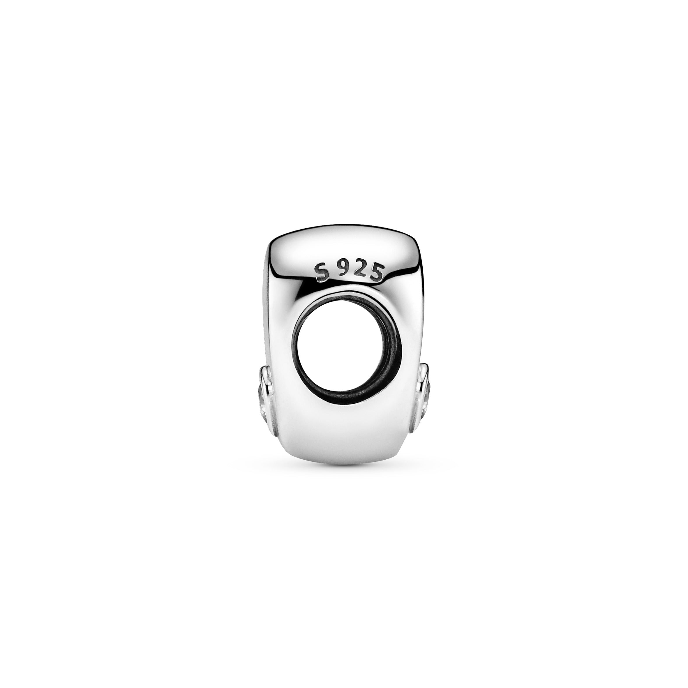 Best Friends heart silver charm with clear cubic zirconia