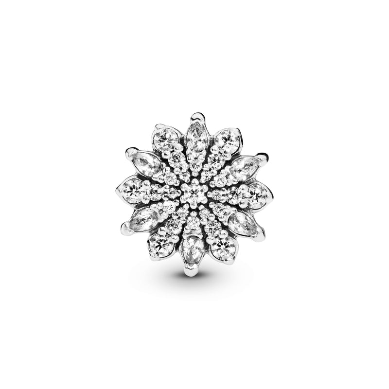 Ice crystal silver charm with clear cubic zirconia