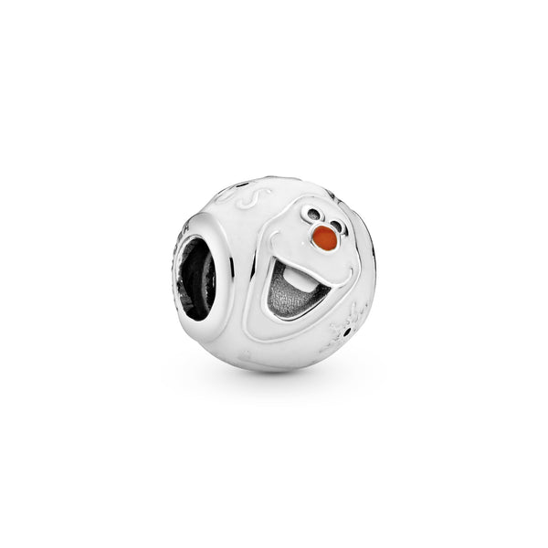 Disney Olaf silver charm with white and orange enamel