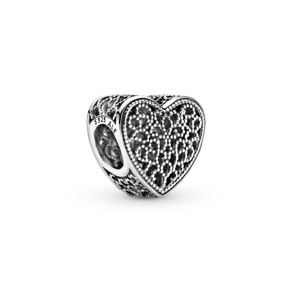 Openwork heart silver charm