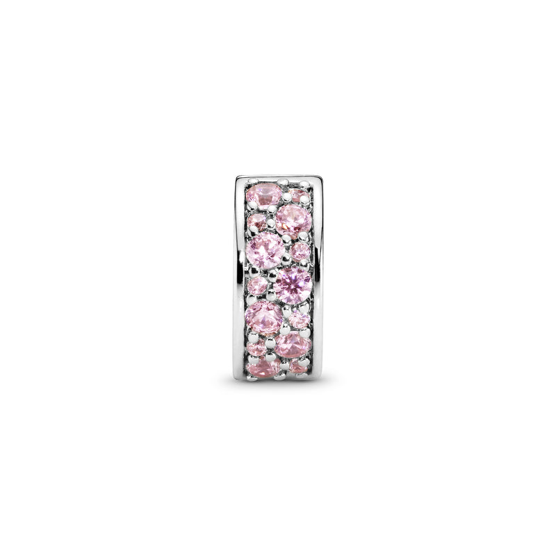 Silver clip with pink cubic zirconia and silicone grip