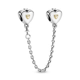 Heart silver safety chain with 14k