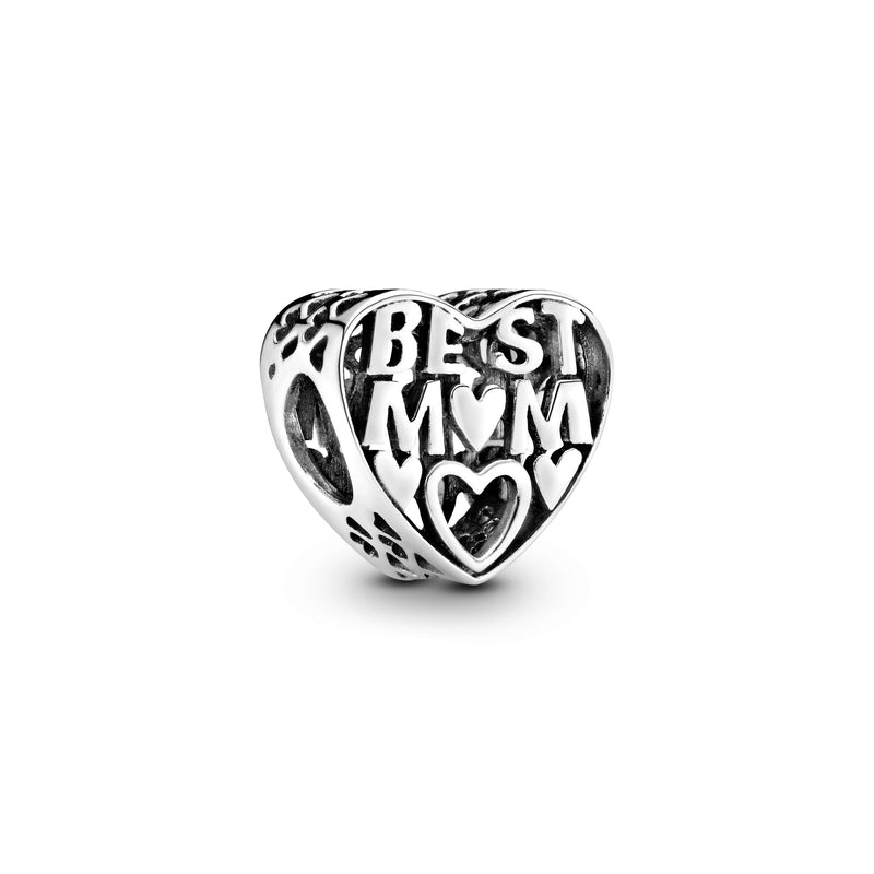 Best mum heart silver charm