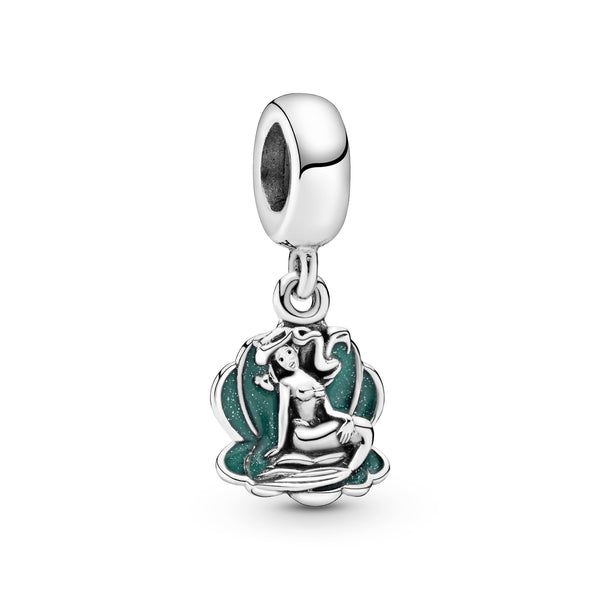 Disney Ariel silver dangle with glittery green enamel