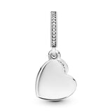 Forever friends heart silver dangle with clear cubic zirconia