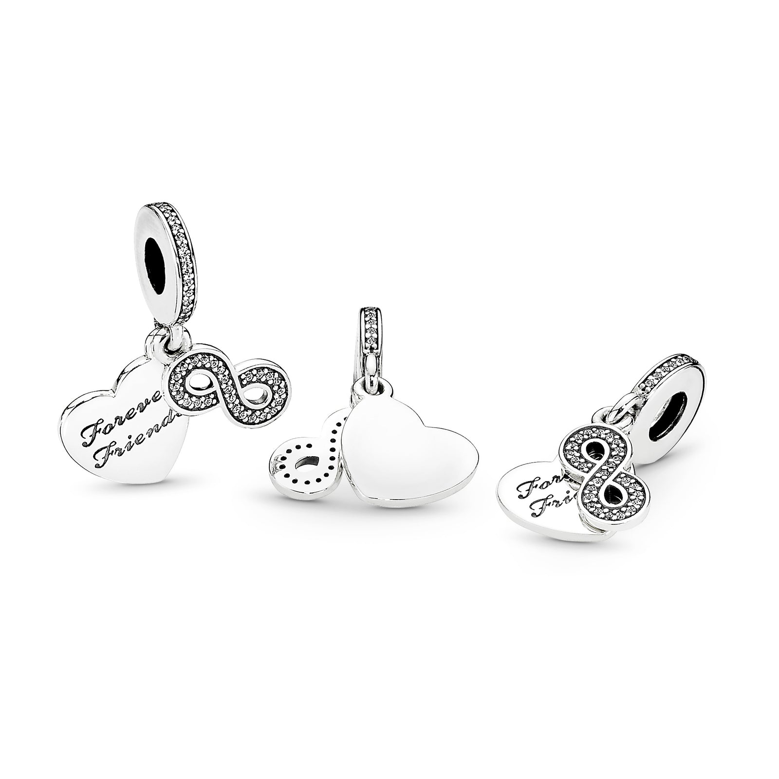 Forever friends heart silver dangle with clear cubic zirconia Pandora Jordan