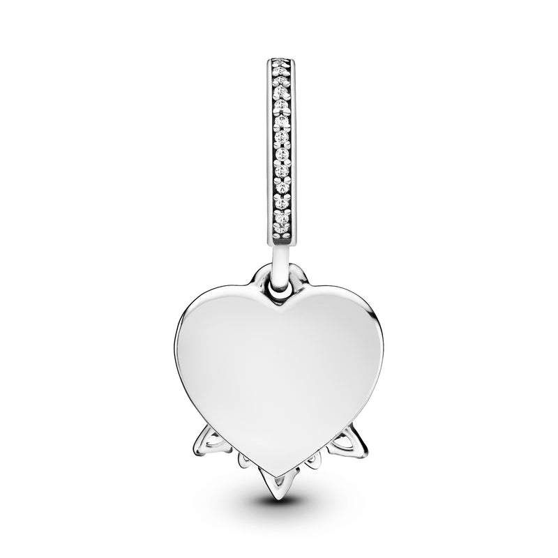 Heart and ice crystal silver dangle with 14k and clear cubic zirconia