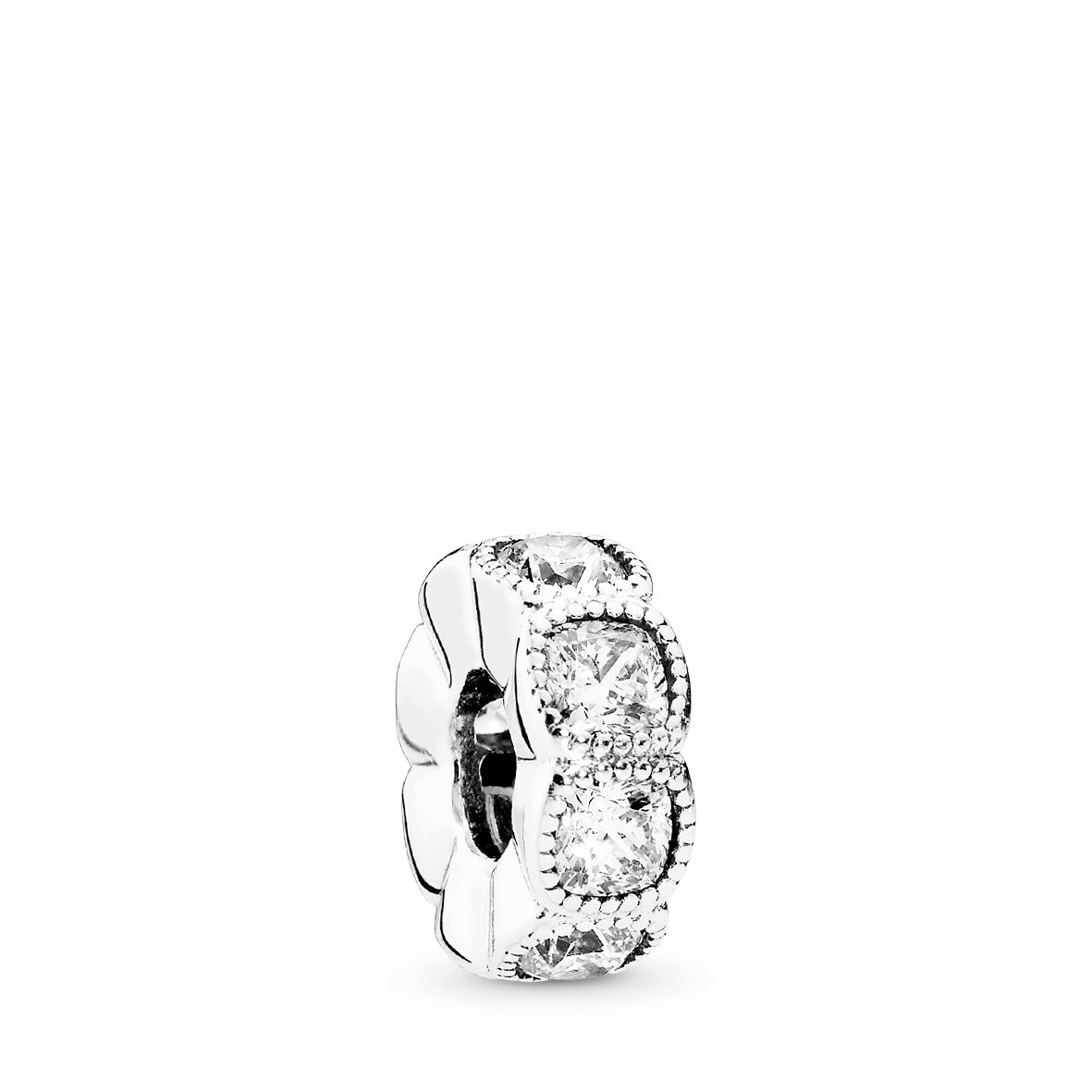 Silver spacer with clear cubic zirconia