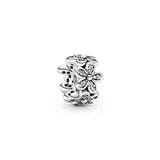 Flower silver spacer with clear cubic zirconia