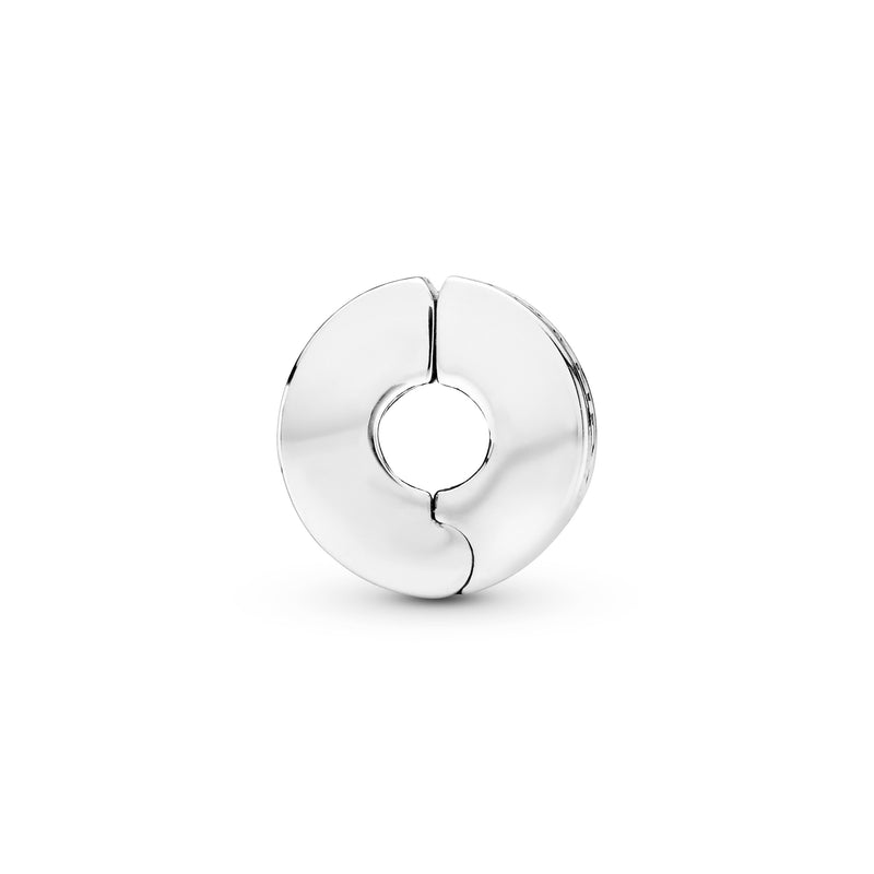 PANDORA logo silver clip with clear cubic zirconia and silicone