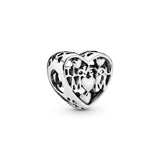 I love you mum silver heart charm with silver enamel