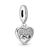 Heart silver dangle with clear cubic zirconia