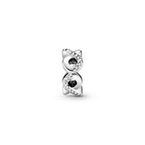 Infinity silver spacer with clear cubic zirconia
