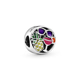 Holiday charm in sterling silver with purple, orange, yellow, pink and green enamel