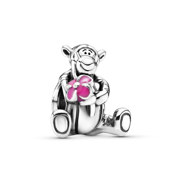 Disney Tigger silver charm with pink enamel