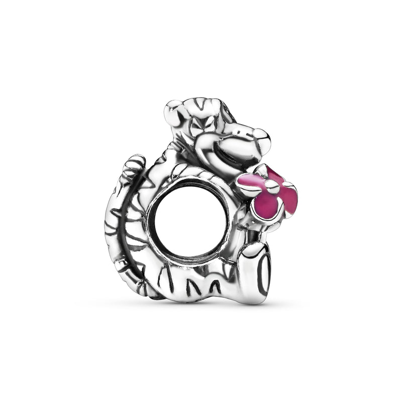 Disney Tigger silver charm with pink enamel