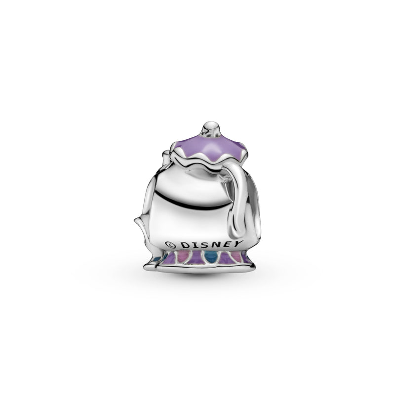 Disney Mrs. Potts and Chip silver charm with purple, pink and blue enamel