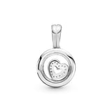 PANDORA floating locket silver dangle and petite silver heart element with clear CZ