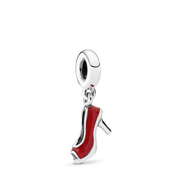 Stiletto silver dangle with red enamel