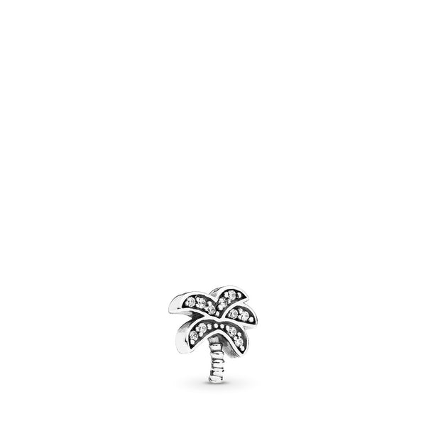 Palm tree silver petite element with clear cubic zirconia