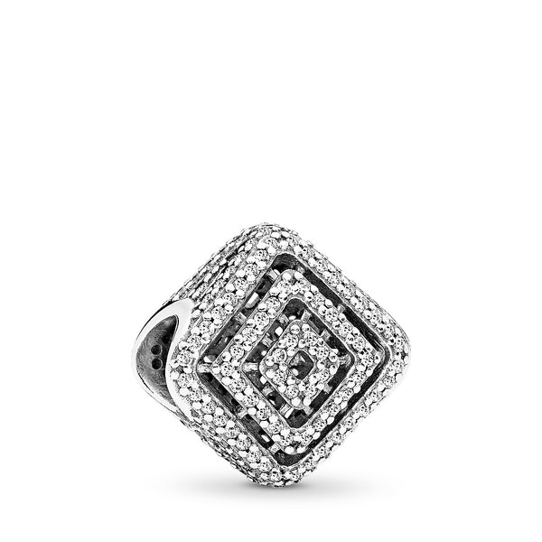 Silver charm with clear cubic zirconia