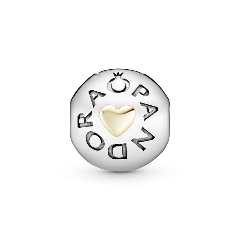 PANDORA logo silver clip with 14k