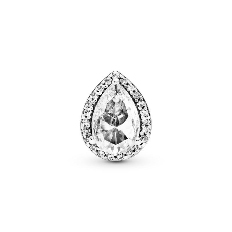 Silver charm with clear cubic zirconia
