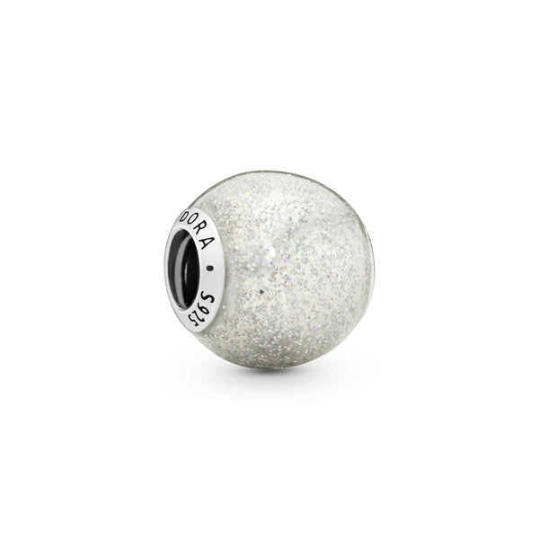 Silver charm with silvery glitter enamel