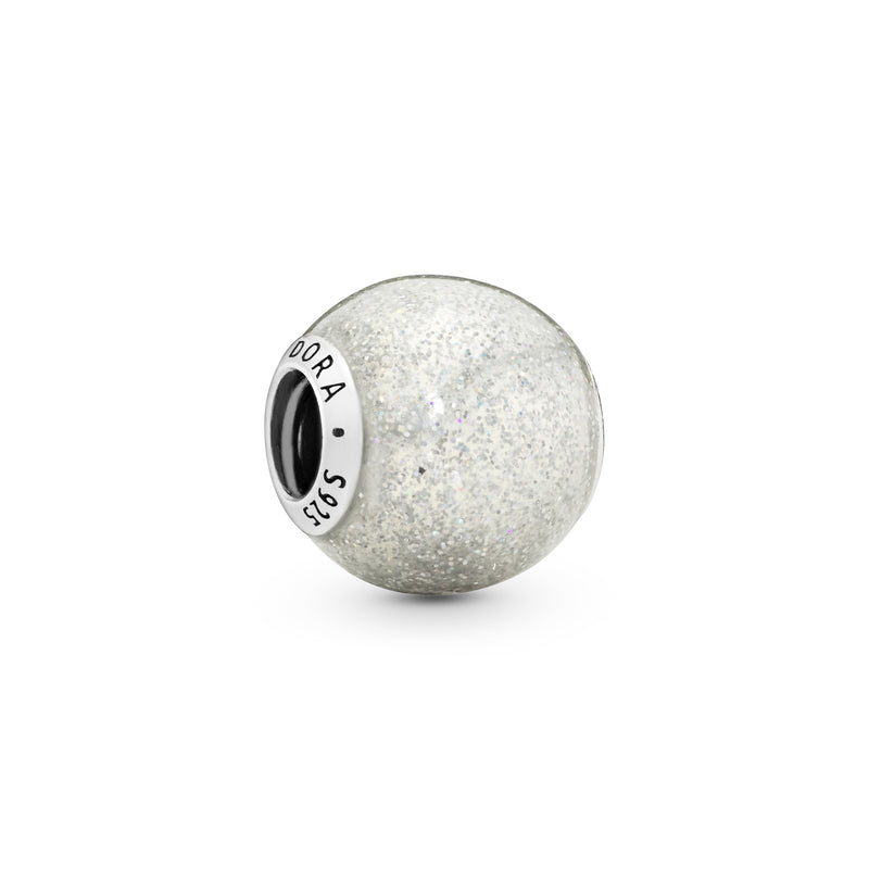 Silver charm with silvery glitter enamel