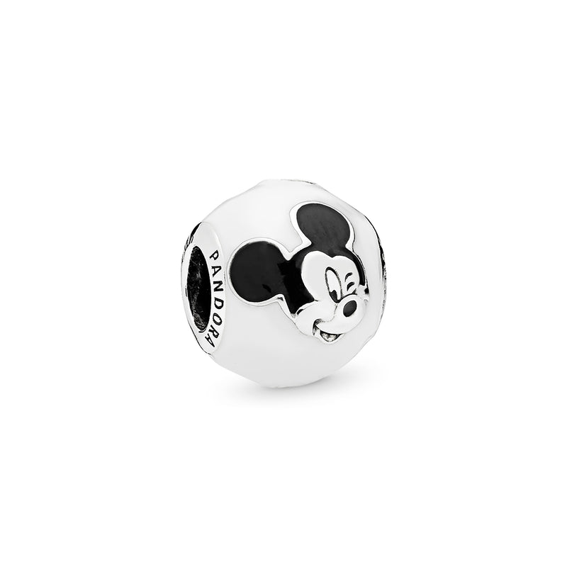 Disney Mickey silver charm with white and black enamel