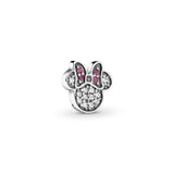 Disney Minnie silhouette silver petite element with clear and red cubic zirconia