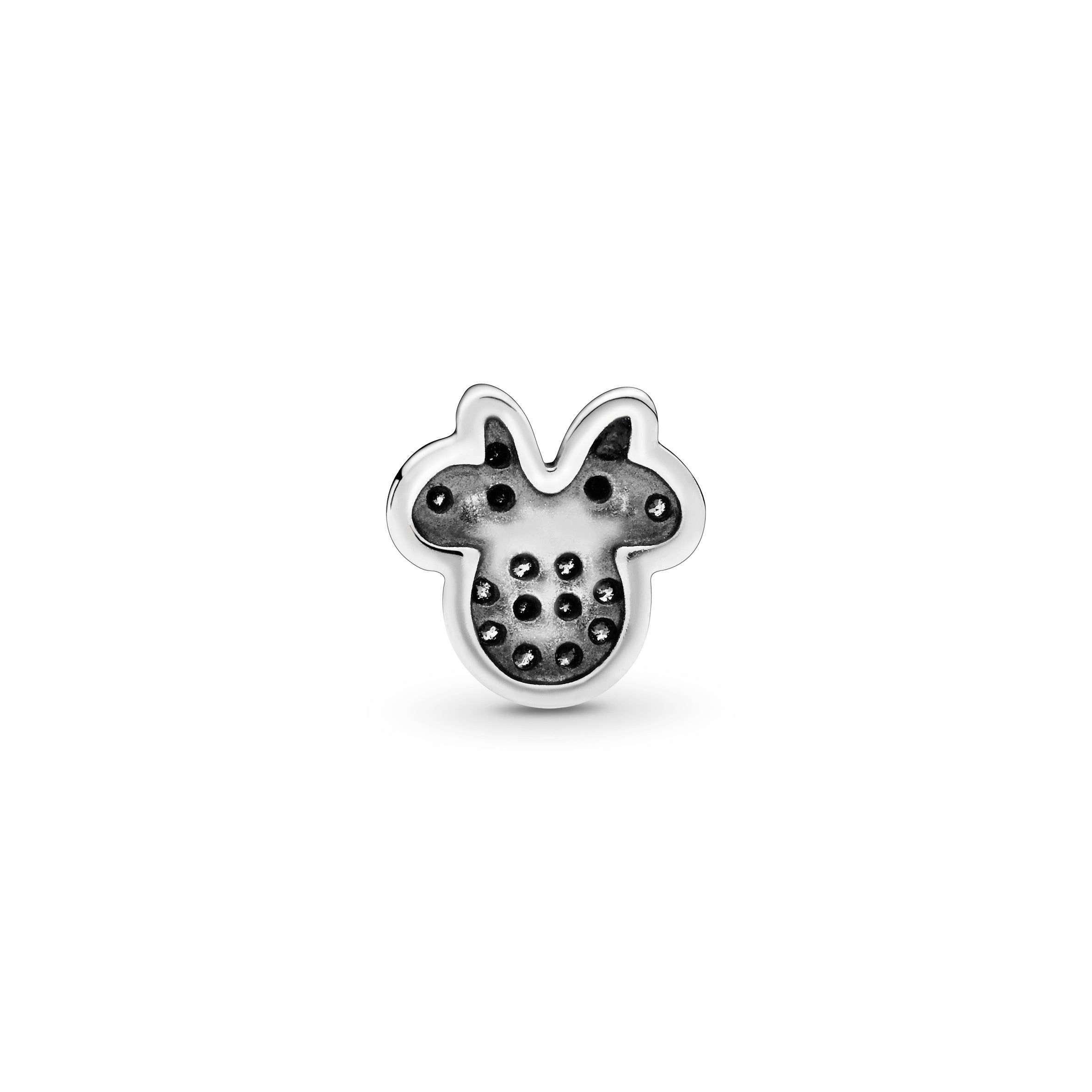 Disney Minnie silhouette silver petite element with clear and red cubic zirconia