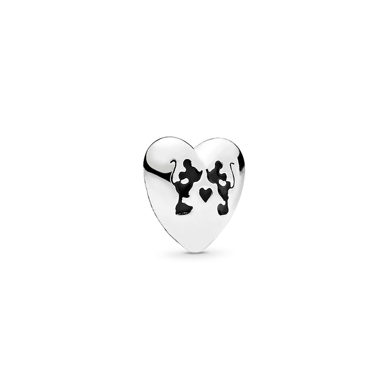 Disney Minnie & Mickey heart silver petite element with black enamel