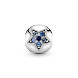 Star silver clip with Swiss blue crystal, opalescent blue crystal, sky blue crystal and royal blue crystal