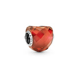 Heart silver charm with orange cubic zirconia