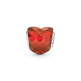 Heart silver charm with orange cubic zirconia