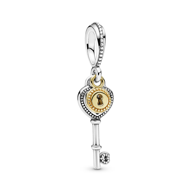 Key silver dangle with 14k keyhole