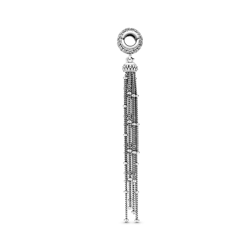 Tassel silver dangle with clear cubic zirconia