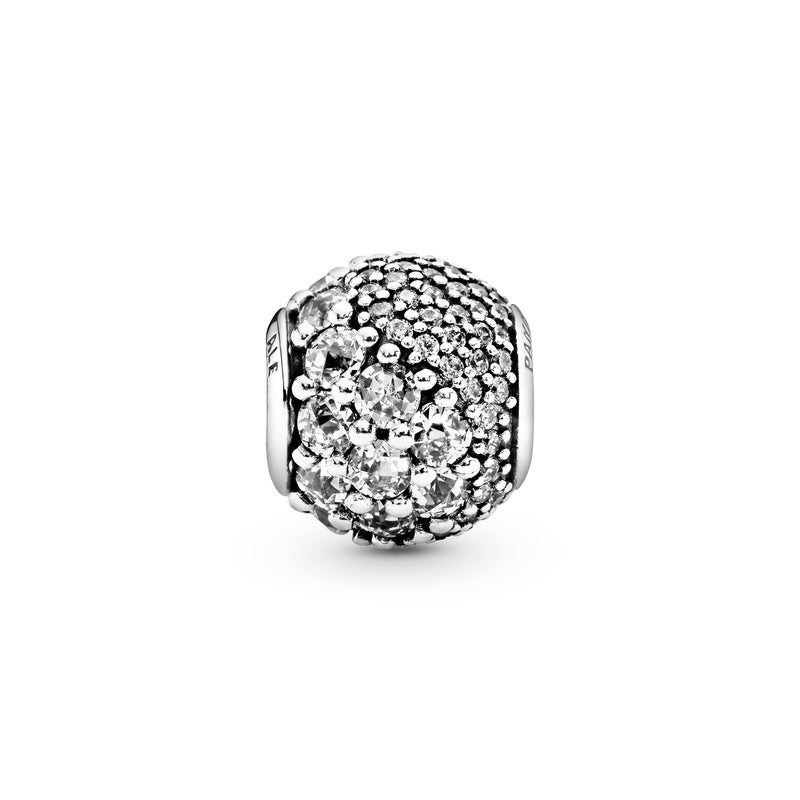 Silver charm with clear cubic zirconia