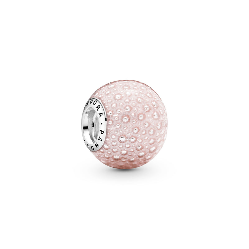 Silver charm with pink enamel