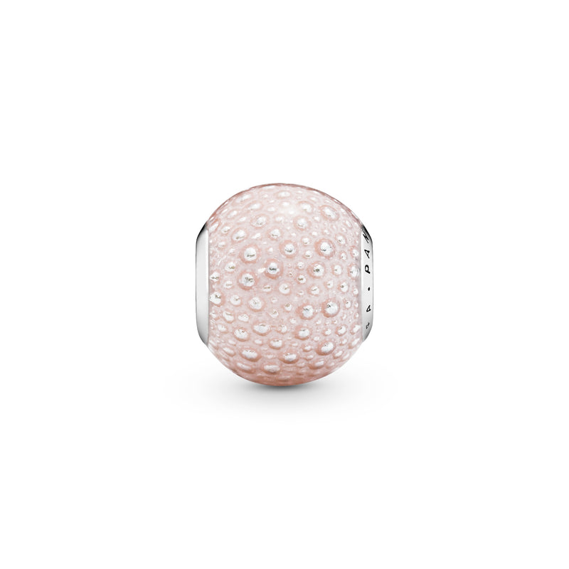 Silver charm with pink enamel