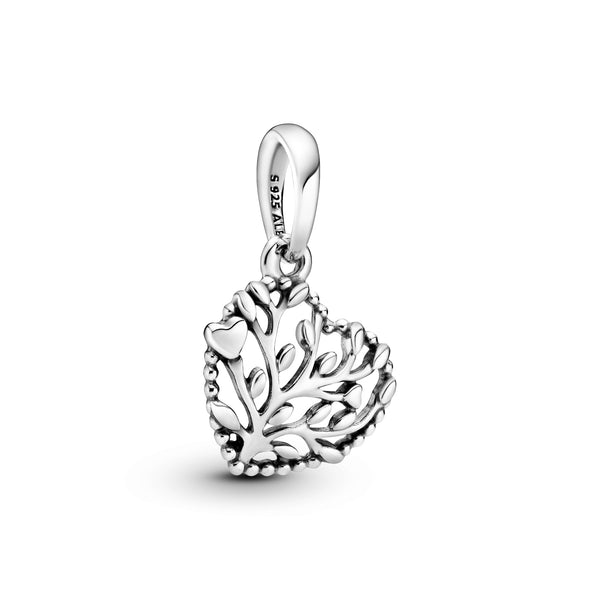 Tree of love heart silver dangle