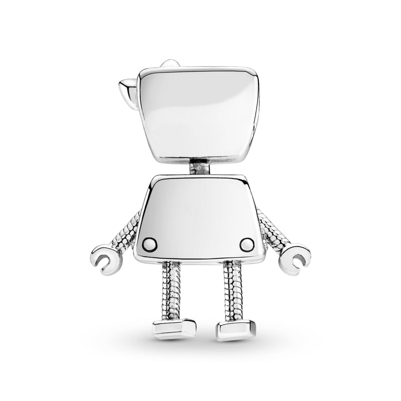 Robot girl silver charm with pink enamel