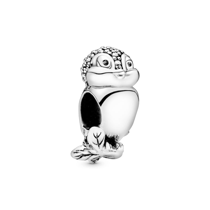 Disney Snow White bird silver charm with clear cubic zirconia